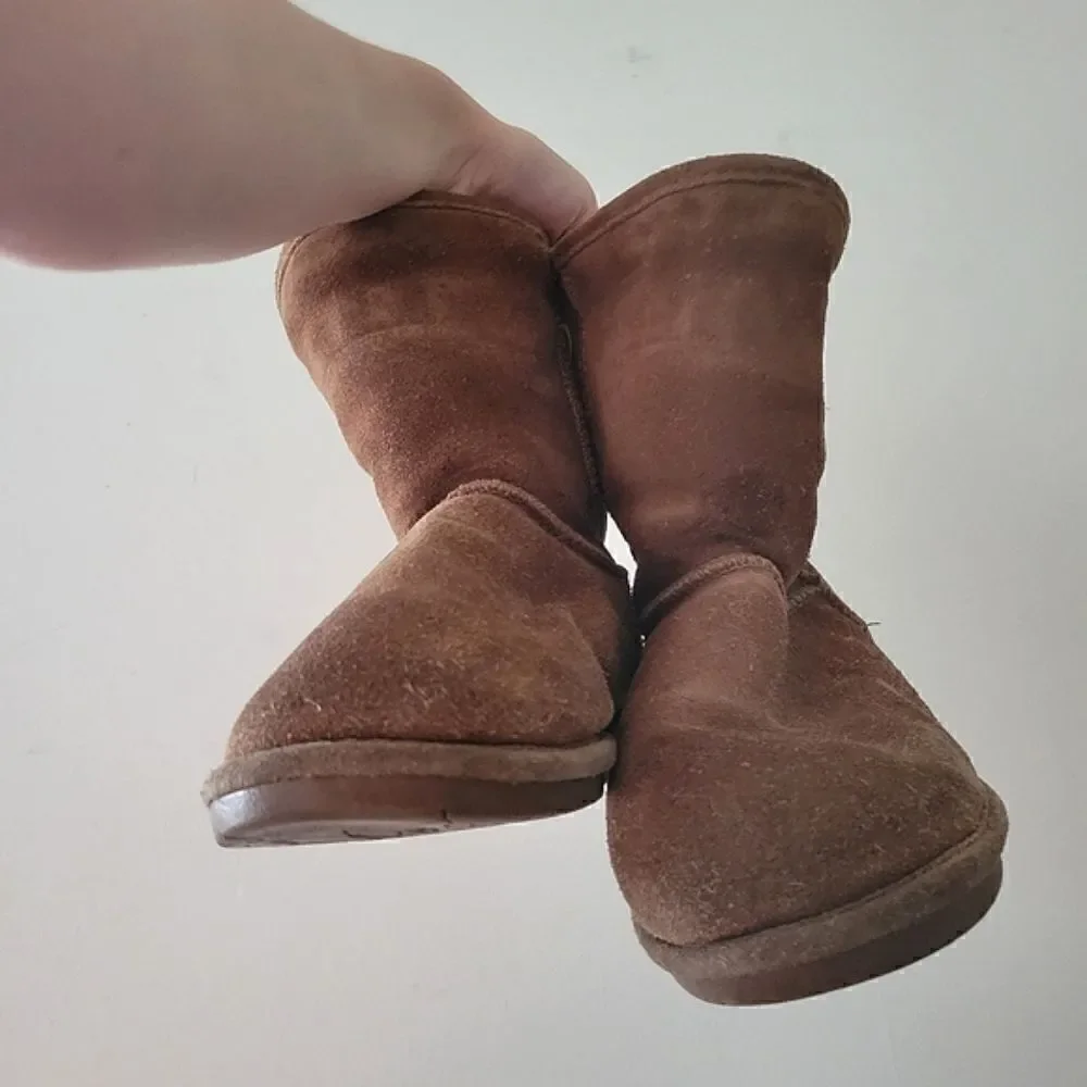 Bearpaw Emma Boots Suede Sheepskin Lining 7 Brown